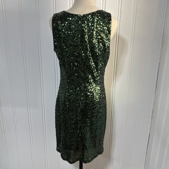 “Belle” Badgley Mischka Emerald Sequin Mini Formal Dress size 14 - Picture 5 of 10